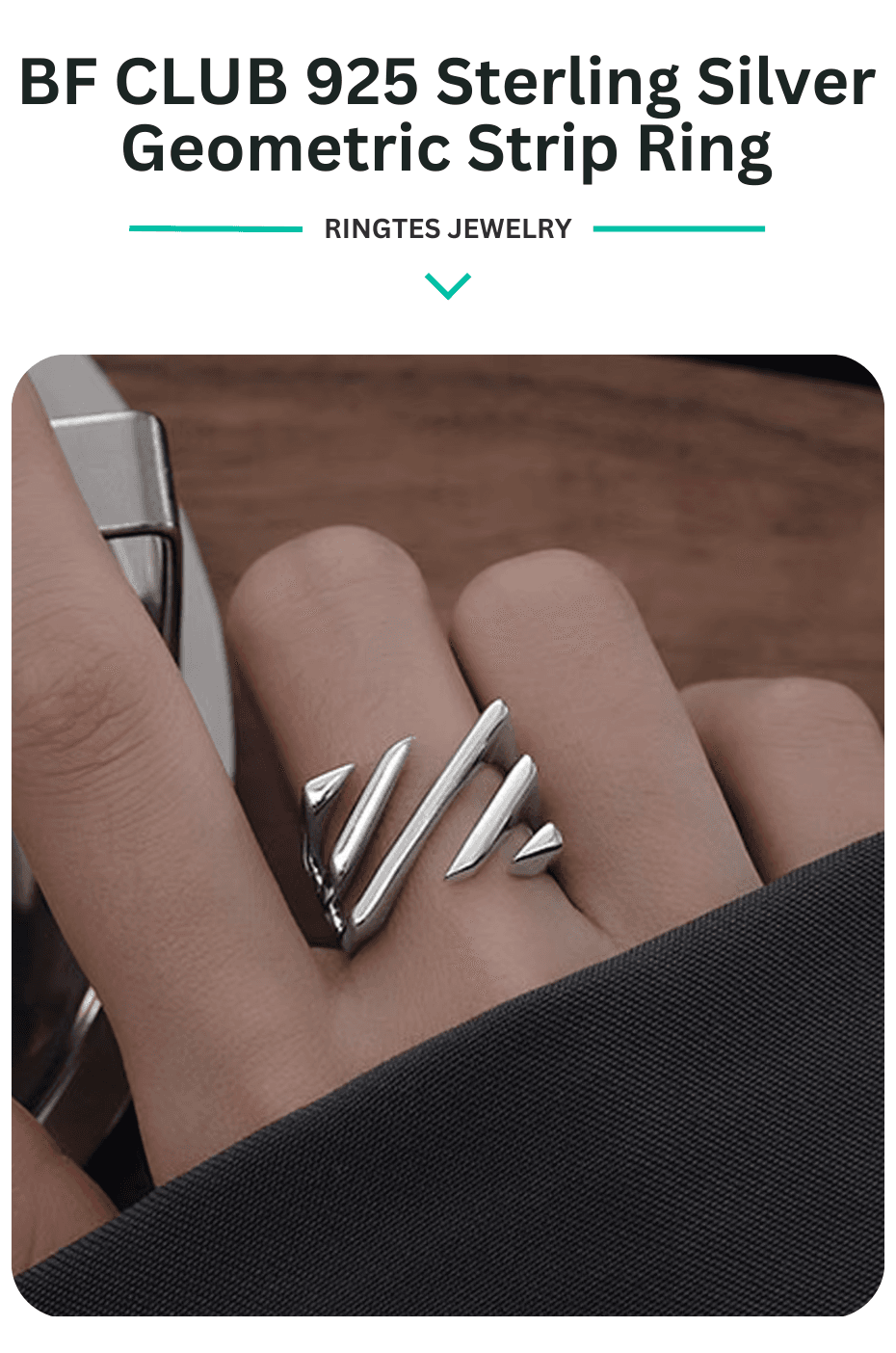 Women Ring BF CLUB 925 Sterling Silver Geometric Strip Rings for Women Fashion Geometric Handmade Irregular Strip Ring Party Christmas Gift
