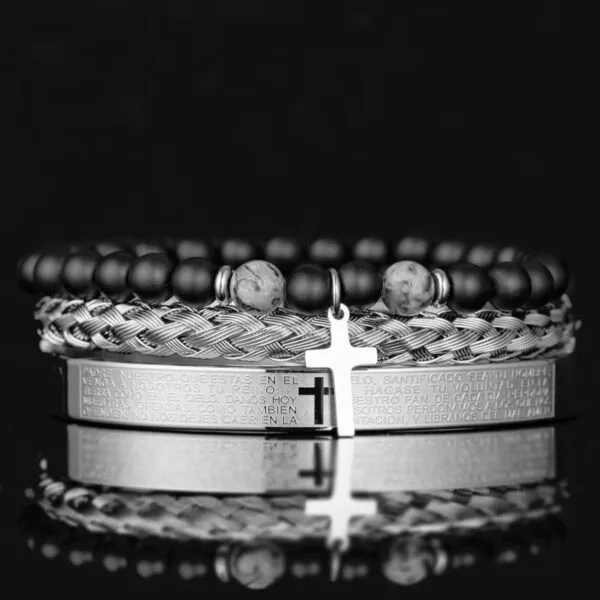 Men Bracelet Luxury Bracelets Handmade 3pcs Set Stone Beads Bracelet Set