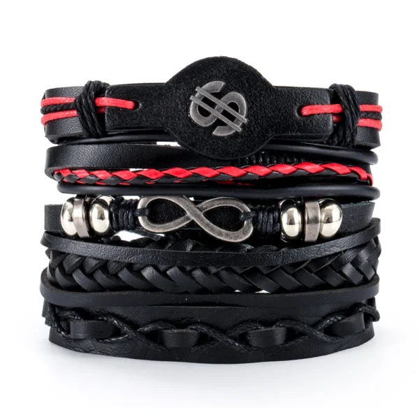 Eif Dock Vintage Gothic Punk Bracelet Skull Leather