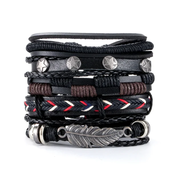 Eif Dock Vintage Gothic Punk Bracelet Skull Leather