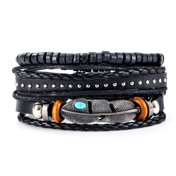 Eif Dock Vintage Gothic Punk Bracelet Skull Leather