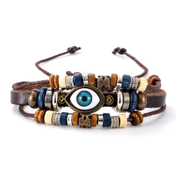 Eif Dock Vintage Gothic Punk Bracelet Skull Leather