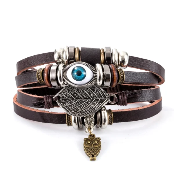 Eif Dock Vintage Gothic Punk Bracelet Skull Leather