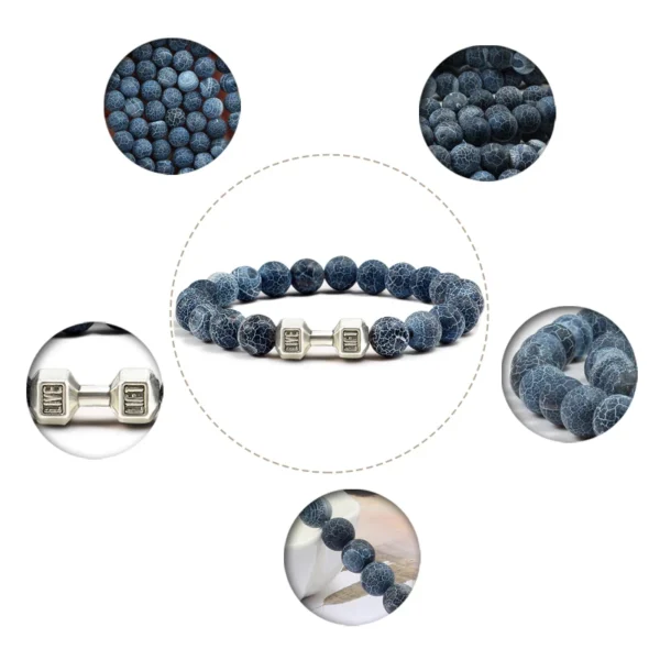 Dumbbell Beaded Bracelet Weathered Adjustable Wristband Dumbbell Beaded Bracelet for Men & Women