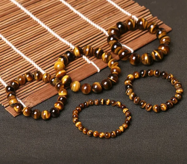 Fashion 5A Natural Tiger's Eye Stone Bracelet – Unisex Beaded Bangle for Women & Men