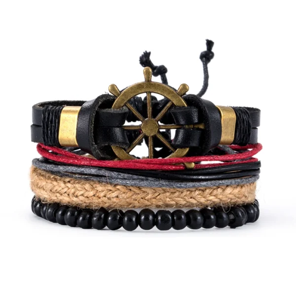 Eif Dock Vintage Gothic Punk Bracelet Skull Leather