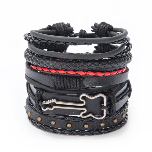 Eif Dock Vintage Gothic Punk Bracelet Skull Leather