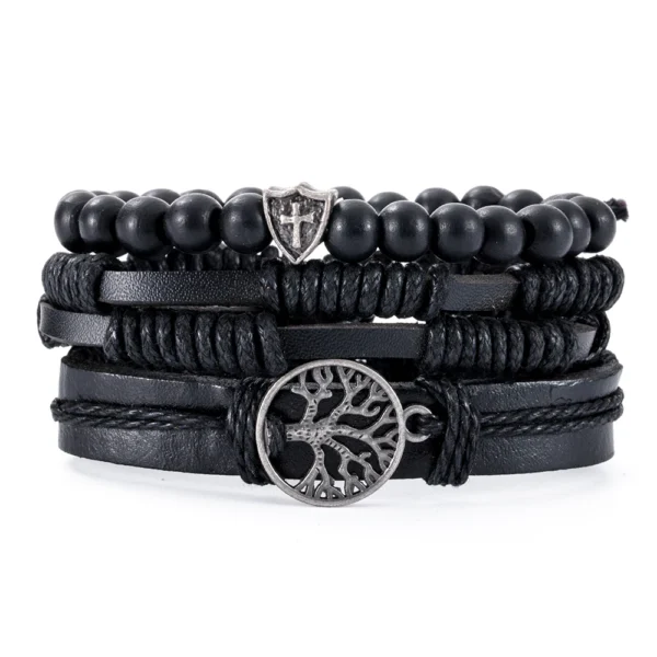 Eif Dock Vintage Gothic Punk Bracelet Skull Leather