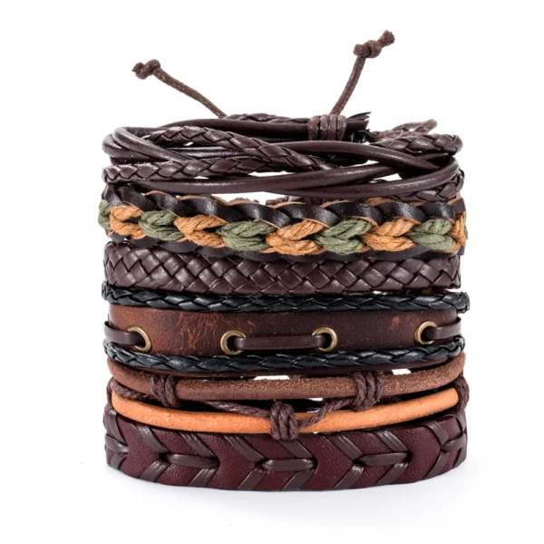 Eif Dock Vintage Gothic Punk Bracelet Skull Leather