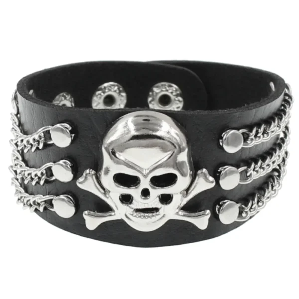 Rock PU Leather Bracelet Punk Spikes, Rivets, Skull & Heart Design