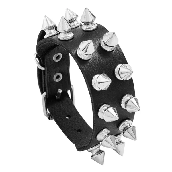 Rock PU Leather Bracelet Punk Spikes, Rivets, Skull & Heart Design