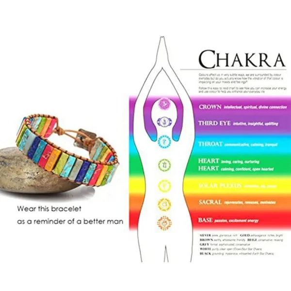 Bohemian Multicolor Emperor Stone Bracelet – 7 Chakra Healing Leather Bangle
