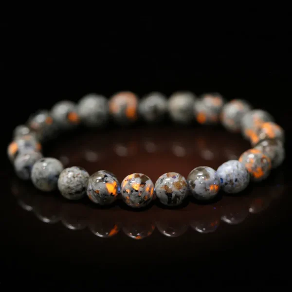 Natural Flame Stone Bead Bracelet – Chakra Fire Energy Meditation Bangle