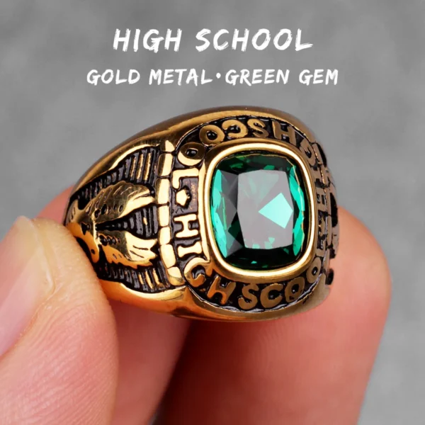 Mens Rhinestone Eagle Ring Punk Hip-hop Style For Bikers