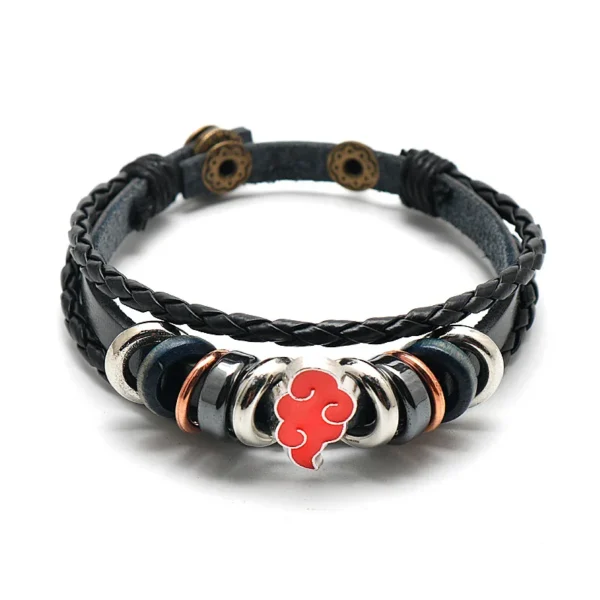 One Piece Pirate Bracelet Luffy Straw Hat Punk Black Leather Woven Design