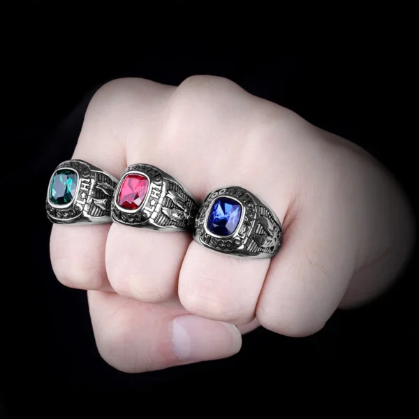 Mens Rhinestone Eagle Ring Punk Hip-hop Style For Bikers