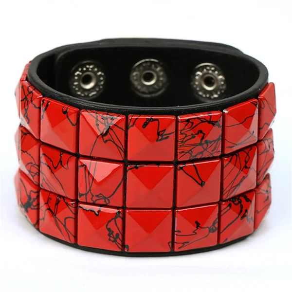 Rock PU Leather Bracelet Punk Spikes, Rivets, Skull & Heart Design