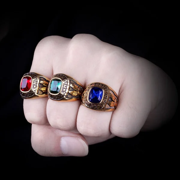 Mens Rhinestone Eagle Ring Punk Hip-hop Style For Bikers