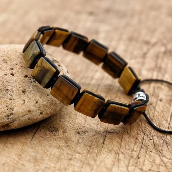 Boho 10mm Square Tiger Eye Stone Braided Bracelet – Boho Punk Friendship Bangle