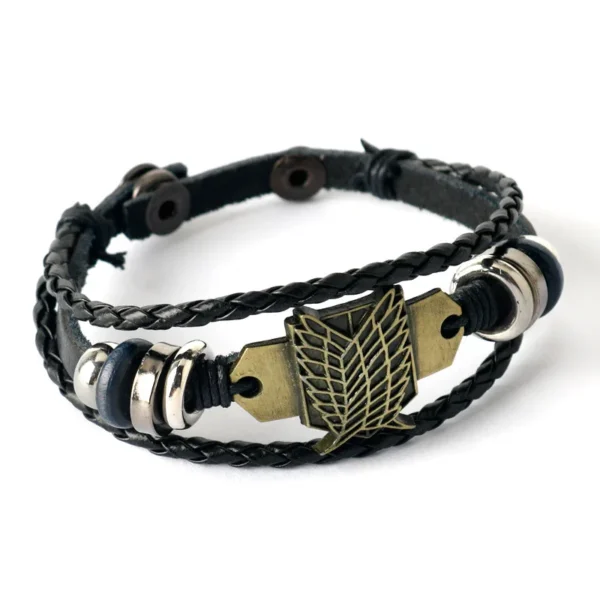 One Piece Pirate Bracelet Luffy Straw Hat Punk Black Leather Woven Design