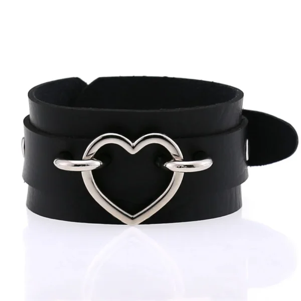Rock PU Leather Bracelet Punk Spikes, Rivets, Skull & Heart Design
