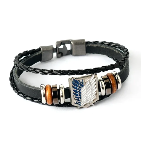 One Piece Pirate Bracelet Luffy Straw Hat Punk Black Leather Woven Design