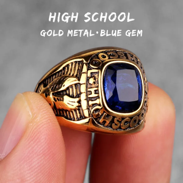 Mens Rhinestone Eagle Ring Punk Hip-hop Style For Bikers