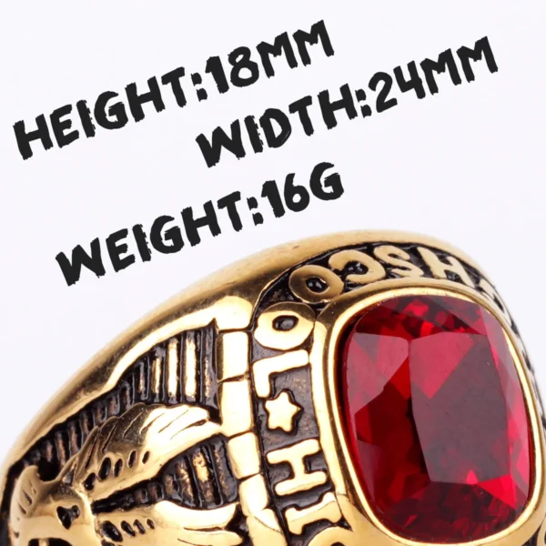 Mens Rhinestone Eagle Ring Punk Hip-hop Style For Bikers