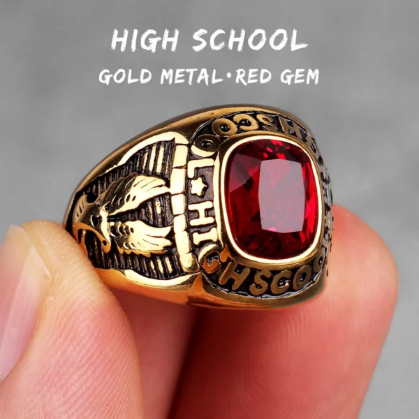 Mens Rhinestone Eagle Ring Punk Hip-hop Style For Bikers