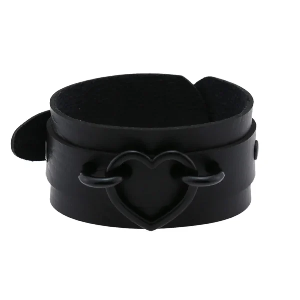 Rock PU Leather Bracelet Punk Spikes, Rivets, Skull & Heart Design
