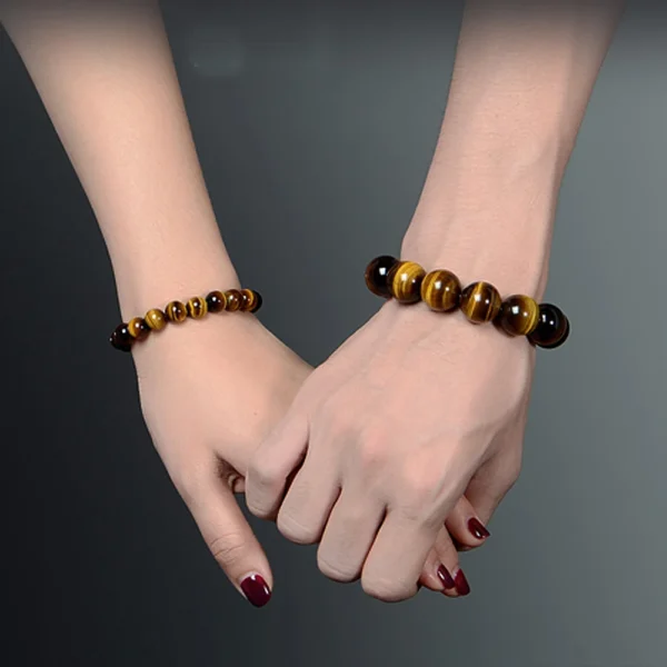 Fashion 5A Natural Tiger's Eye Stone Bracelet – Unisex Beaded Bangle for Women & Men