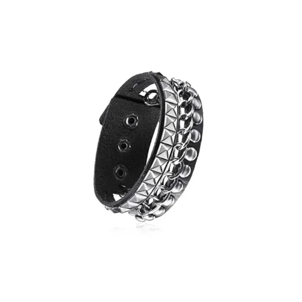 Rock PU Leather Bracelet Punk Spikes, Rivets, Skull & Heart Design