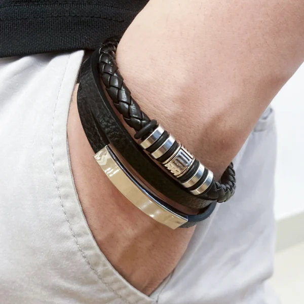 Trendy Multilayer Leather Bracelet for Men