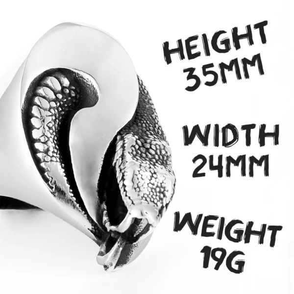Tai Chi Alien Snake Ring Titanium Steel Punk Rock Jewelry for Men & Women