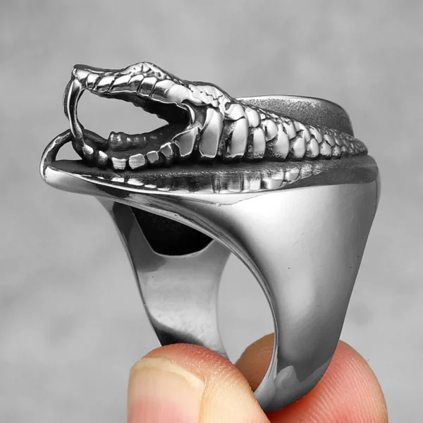 Tai Chi Alien Snake Ring Titanium Steel Punk Rock Jewelry for Men & Women