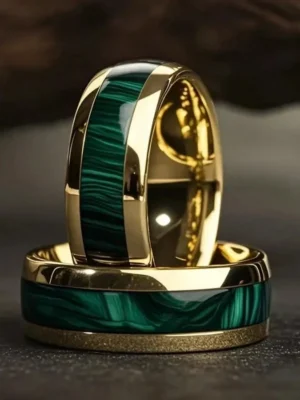 Domed Green Abalone Shell Tungsten Ring for Men